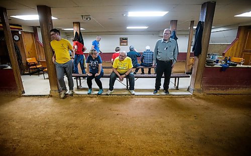 JOHN WOODS / WINNIPEG FREE PRESS
Josh Wolchock, from left, Lisa Boone, George DeSerranno and Albert Delbaere check out the action during the Tuesday Night Bowlers league at the Belgian Bowling alley in the basement of the Belgian Club Tuesday, January 30, 2024. 

Reporter: dave