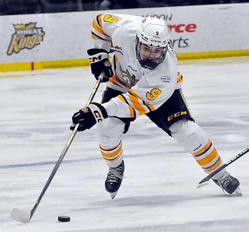 Manitoba U18 AAA Hockey League MVP and first-team all-star forward Jaxon Jacobson (9) with the Brandon Wheat Kings. (Jules Xavier/The Brandon Sun)