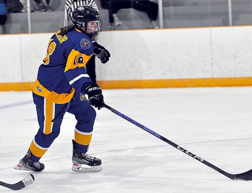 Mia McGregor has improved on her rookie season scoring statistics with the U18 AAA Yellowhead Chiefs. In her sophomore season, in 28 games, she scored 12 goals and added 10 assists. She only accumulated three minor penalties despite playing a physical game using her size as an advantage. (Jules Xavier/The Brandon Sun)