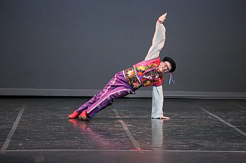 Dawson Federowich performs a folk dance in the 16 and under dance category during the Brandon Festival of the Arts at the Western Manitoba Centennial Auditorium on Thursday afternoon. (Matt Goerzen/The Brandon Sun).