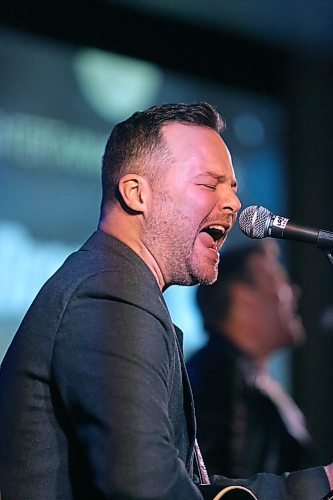 Doc Walker singer and guitarist Dave Wasyliw belts out the lyrics to Rocket Girl during an accoustic performance by the band during the Provincial Exhibition of Manitoba's President's Dinner at the Victoria Inn on Thursday evening. (Matt Goerzen/The Brandon Sun)