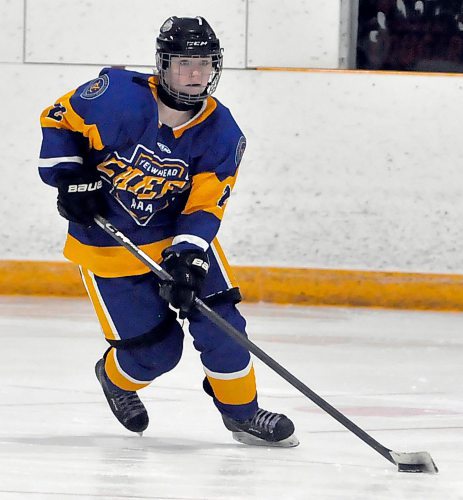 From Rapid City, five-foot-four left-shooting blue-liner Faith Burtnick had a goal and nine assists in 28 regular saeason games with the fourth-place Yellowhead Chiefs. (Jules Xavier/The Brandon Sun)