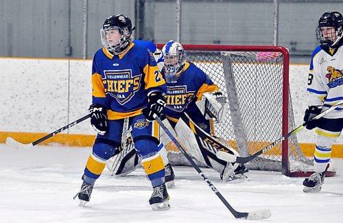 In 45 league and tournament games this season with the Shoal Lake-based Yellowhead Chiefs in the U18 AAA Manitoba Female Hockey League, blue-liner Faith Burtnick finished with two goals, 12 points and 32 penalty minutes (PIM). This left her sixth in team scoring. As a blue-liner, she's protective of goalie Natalie Rampton if opposing forwards take liberties around the crease. (Jules Xavier/The Brandon Sun)