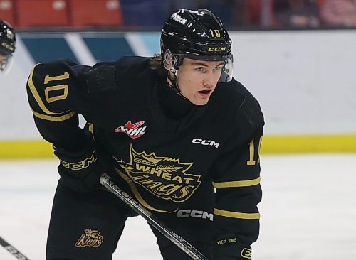 Caleb Hadland lost nearly three months of his rookie Western Hockey League season from a broken leg he suffered on Nov. 3, 2022, but the 17-year-old Albertan has rebounded nicely in his second campaign. (Perry Bergson/The Brandon Sun) 