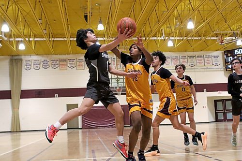 Felip Elizalde posted 36 points to lead the Neelin Spartans to a 78-64 win over the Crocus Plainsmen in Game 2 of the Brandon High School Basketball League varsity boys final at Crocus on Wednesday. Game 3 is set for Monday. (Photos by Thomas Friesen/The Brandon Sun)