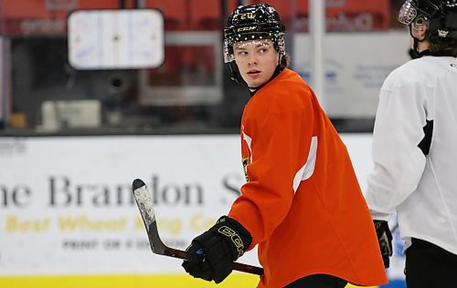 Brandon Wheat Kings forward Hayden Wheddon, shown responding to a teammate at practice at Westoba Place on Thursday afternoon, is back in action after getting hurt in February. The Wheat Kings face the Prince Albert Raiders tonight and the Saskatoon Blades on Saturday evening. (Perry Bergson/The Brandon Sun)
Feb. 29, 2024