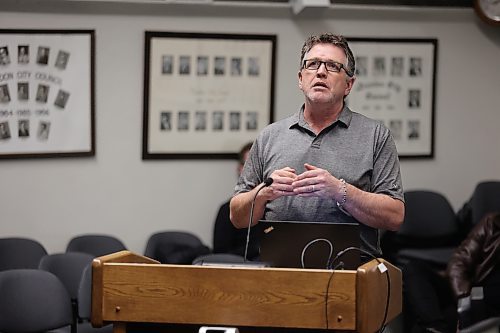 General manager of development services Mark Allard gives Brandon City Council an update on work being done to develop a drainage levy at Monday's meeting. (Colin Slark/The Brandon Sun)