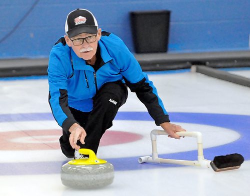 The Brandon Curling Club will host a three-day 55+ curling as part of the Manitoba Games. Sweeping and rock throwing started on Tuesday after the noon hour opening ceremonies. Brandon Curling Club member Gil van Dael threw out the official yellow stone to begin the competition, which will feature three draws per day. BCC manager Garth Forster said there are divisions for various age groups: women's 55+ and 65+, men's 65+ and 75+, mixed, plus two-person stick for U70 and 70+. (Photos by Jules Xavier/The Brandon Sun)