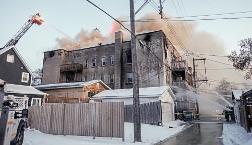 JOHN WOODS / FREE PRESS
Firefighters fight a fire in an apartment block at 774 Toronto Tuesday, March 5, 2024. 

Reporter: ?