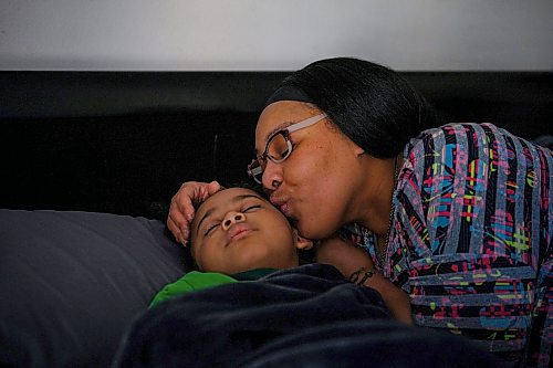 Callaghan O'Hare / FREE PRESS

Shalina Polkey, who used to be homeless, gives her son Jabriel Polkey, 3, a kiss while posing for a portrait in their home on Wednesday, February 14, 2024, in Houston, Texas. Houston has had significant success in getting people who were once homeless into housing, which prompted a visit from Winnipeg&#x2019;s mayor in September of 2023 to see what lessons could be learned.
