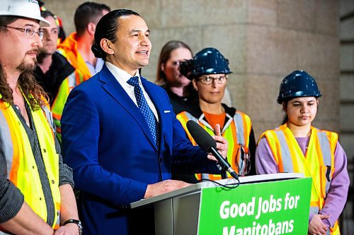 MIKAELA MACKENZIE / FREE PRESS

Premier Wab Kinew speaks to the media at the Manitoba Legislative Building on Wednesday, March 6, 2024. 


For Carol/Danielle story.