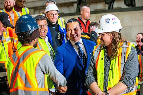 MIKAELA MACKENZIE / FREE PRESS

Premier Wab Kinew greets LiUNA union members at the Manitoba Legislative Building on Wednesday, March 6, 2024. 


For Carol/Danielle story.