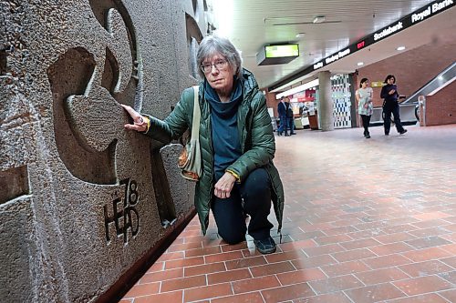 RUTH BONNEVILLE / FREE PRESS

ENT -  portage main

Judy Waytiuk is the widow of Bruce Head, a renowned Winnipeg artist who was commissioned to create the large concrete public art piece that wraps around in the interior of the underground concourse at Portage and Main. 

Now that the concourse could be closed, she&#x2019;s worried about what will happen to her late husband&#x2019;s artwork.

Photos of Judy near Bruce&#x2019;s signature on the concrete artwork in the middle of the concourse (near the southwest corner).
 
Eva Wasney's story

March 6th , 2024
 
