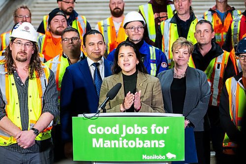 MIKAELA MACKENZIE / FREE PRESS

Minister of labour Malaya Marcelino makes an announcement at the Manitoba Legislative Building on Wednesday, March 6, 2024. 


For Carol/Danielle story.