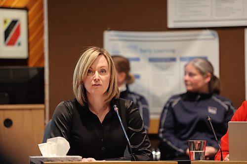 Brandon Teachers' Association president Tammy Tutkaluk calls for the need for changes at the Thursday evening’s Brandon School Division board of trustees meeting. Photos: Abiola Odutola/The Brandon Sun