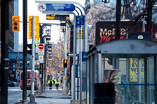 MIKAELA MACKENZIE / FREE PRESS

Transit safety officers walk down Graham Avenue on their first day on the job on Tuesday, Feb. 20, 2024. 

For Chris story.
