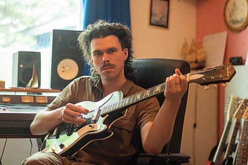 Mike Thiessen / Winnipeg Free Press 
Liam Duncan, better known as Boy Golden, in his home studio. Boy Golden&#x2019;s sophomore record, &#x201c;For Jimmy,&#x201d; comes out on July 21. For Alan Small. 230713 &#x2013; Thursday, July 13, 2023