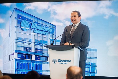 MIKE DEAL / WINNIPEG FREE PRESS
Manitoba Premier, Wab Kinew, speaks during the opening of the new Wawanesa Insurance headquarters at 236 Carlton St., at True North Square, in downtown Winnipeg, Wednesday morning.
240313 - Wednesday, March 13, 2024.