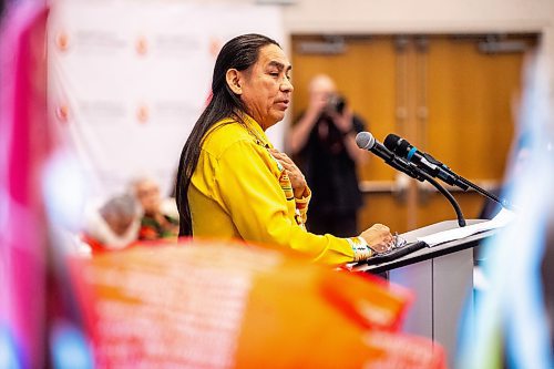 MIKAELA MACKENZIE / FREE PRESS

Chief Nelson Genaille (with MKO) speaks before a funding announcement for the National Centre for Truth and Reconciliation in Winnipeg on Thursday, March 14, 2024.  

For Malak story.