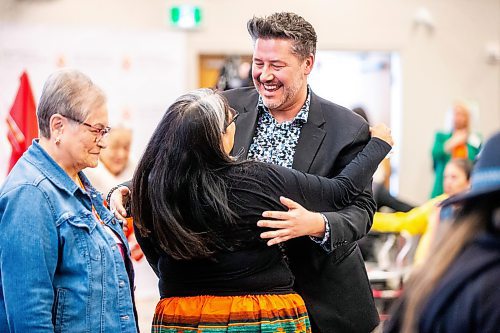 MIKAELA MACKENZIE / FREE PRESS

Winnipeg Foundation CEO Sky Bridges hugs National Centre for Truth and Reconciliation executive director Stephanie Scott before announcing five million in funding in Winnipeg on Thursday, March 14, 2024.  

For Malak story.