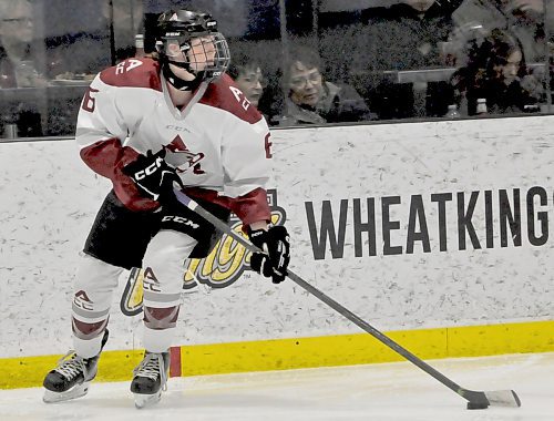 Assiniboine Community College Cougars rearguard Kylee Emms-Finnsson has been stellar on the blue-line during the ACHA Division 2 nationals in St. Louis with her team stressing defence first, and playing structured in all three zone. (Jules Xavier/The Brandon Sun)