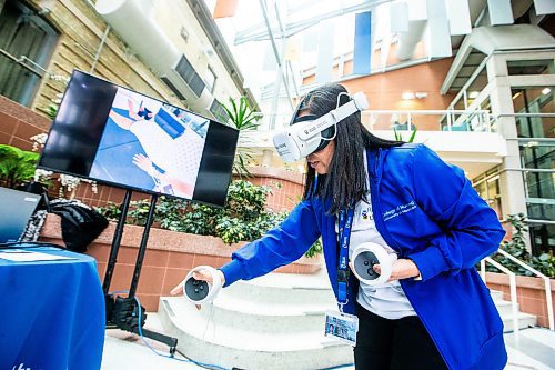 MIKAELA MACKENZIE / FREE PRESS

Jeanne San Miguel, coordinator of the clinical competence assessment program at the faculty of nursing, demonstrates UbiSim VR software (which has been in use with nursing students since 2022) at the Rady Faculty of Health Sciences in Winnipeg on Friday, March 15, 2024.  
