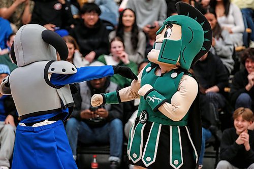 JOHN WOODS / FREE PRESS
Vincent Massey and Oak Park mascots face-off at the AAAA Provincial Basketball Championship at the University of Manitoba Monday, March 18, 2024.  

Reporter: mike