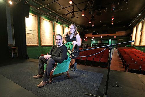 RUTH BONNEVILLE / FREE PRESS

ENT - Gargoyle

Portrait of Andrew Davidson and Rebecca Driedger pm stage where the podcast  interviews take place.  

Andrew Davidson and Rebecca Driedger of the Gargoyle Theatre run a local theatre podcast, Live from the Gargoyle, filled with interviews featuring a who's who of Winnipeg theatre pros. Since 2021, the show has built a digital and aural history of the city's performing arts scene. 


Reporter: Ben Waldman

March 19th , 2024
 