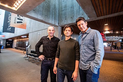 MIKAELA MACKENZIE / FREE PRESS

Lehman Trilogy actors Alex Poch Goldin (left), Jordan Pettle, and Ari Cohen at the RMTC in Winnipeg on Wednesday, March 20, 2024. 

For Ben Waldman story.