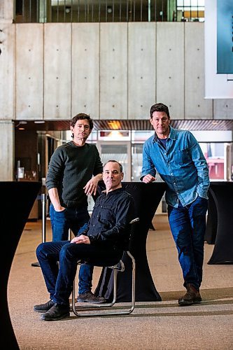 MIKAELA MACKENZIE / FREE PRESS

Lehman Trilogy actors Jordan Pettle (left), Alex Poch Goldin, and Ari Cohen at the RMTC in Winnipeg on Wednesday, March 20, 2024. 

For Ben Waldman story.