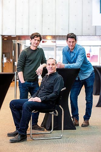 MIKAELA MACKENZIE / FREE PRESS

Lehman Trilogy actors Jordan Pettle (left), Alex Poch Goldin, and Ari Cohen at the RMTC in Winnipeg on Wednesday, March 20, 2024. 

For Ben Waldman story.