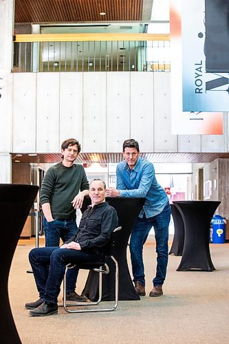 MIKAELA MACKENZIE / FREE PRESS

Lehman Trilogy actors Jordan Pettle (left), Alex Poch Goldin, and Ari Cohen at the RMTC in Winnipeg on Wednesday, March 20, 2024. 

For Ben Waldman story.