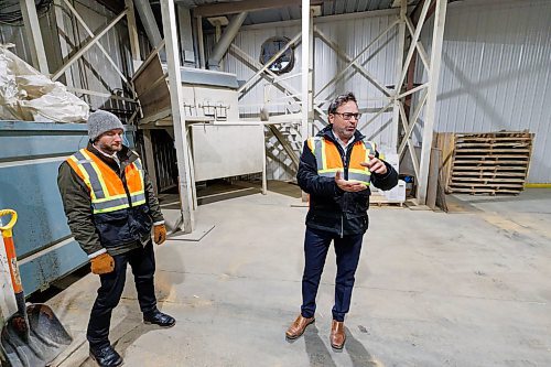 MIKE DEAL / WINNIPEG FREE PRESS
BrettYoung CEO, Erik Dyck (left) and COO, Cory Baseraba (right), show off their facility just south off the South Permiter Highway west of the Brady land fill, including their new $20 million seed cleaning and packaging facility.
See Martin Cash story
240320 - Wednesday, March 20, 2024.
