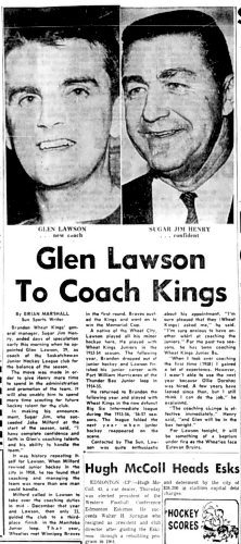 A story on Glen Lawson being re-hired as coach is shown in the Dec. 11, 1964 edition of The Brandon Sun. (Brandon Sun archives)