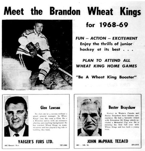 Wheat Kings general manager Glen Lawson and head coach Buster Brayshaw are profiled in a special section of The Brandon Sun on Oct. 12, 1968. (Brandon Sun archives)