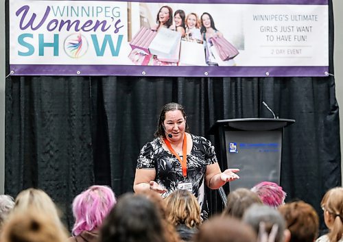 JOHN WOODS / FREE PRESS
Tara Chartrand, psychic medium, speaks at the Winnipeg Women&#x2019;s Show at the Convention Centre in Winnipeg Sunday, March 24, 2024. 

Reporter: standup