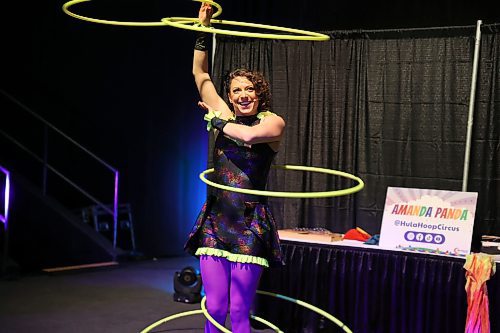 Amanda Panda of the Hula Hoop Circus performs in the Keystone's Amphitheatre during day one of the Royal Manitoba Winter Fair on Monday. (Michele McDougall/The Brandon Sun)