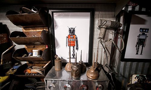 JOHN WOODS / FREE PRESS
Mike Beaudry, owner of Mad Mike Studio68, makes robot sculptures from scrap metal in his backyard workshop in West St Paul Monday, March 25, 2024. 

Reporter: Dave