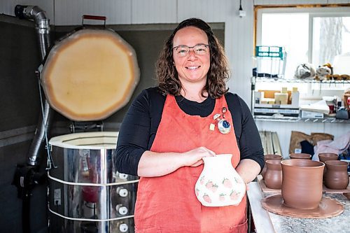 MIKAELA MACKENZIE / FREE PRESS

Megan Morin, a potter who makes forest-inspired creations, holds a bisque-fired piece in her studio near Richer on Monday, March 25, 2024. 

For AV story.