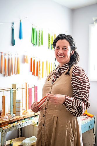 MIKAELA MACKENZIE / FREE PRESS

Lynsey Sable, who uses locally sourced beeswax and natural dyes to create unique candles, in her studio in La Broquerie on Monday, March 25, 2024. 

For AV story.