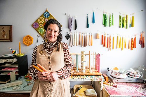 MIKAELA MACKENZIE / FREE PRESS

Lynsey Sable, who uses locally sourced beeswax and natural dyes to create unique candles, in her studio in La Broquerie on Monday, March 25, 2024. 

For AV story.