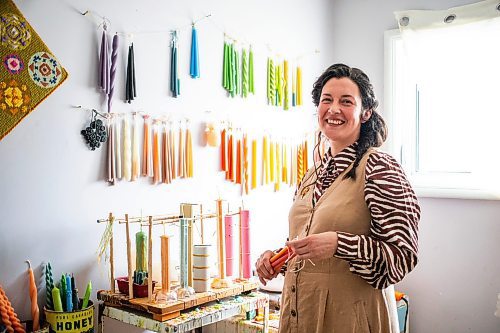 MIKAELA MACKENZIE / FREE PRESS

Lynsey Sable, who uses locally sourced beeswax and natural dyes to create unique candles, in her studio in La Broquerie on Monday, March 25, 2024. 

For AV story.