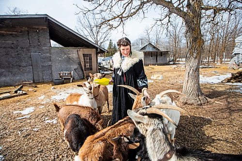 MIKAELA MACKENZIE / FREE PRESS

Leiah Bauer, who runs a goat farm and makes unique goat milk soaps, with her goats on her property near Richer on Monday, March 25, 2024. 

For AV story.