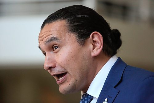 Standing inside the atrium of the Brandon Regional Health Centre, Manitoba Premier Wab Kinew got a little animated on Wednesday afternoon when he announced that the province will open the first minor injury and illness clinic in Brandon as part of a $17-million Budget 2024 investment to open new clinics across the province. (Matt Goerzen/The Brandon Sun)