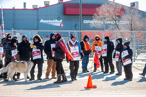 MIKAELA MACKENZIE / FREE PRESS

The picket line at Griffin Wheel on Thursday, March 28, 2024. Workers at this train wheel manufacturing plant are on strike over proposed reduction to pension and a brutal six-day, forced over-time work schedule.

For Martin Cash story.