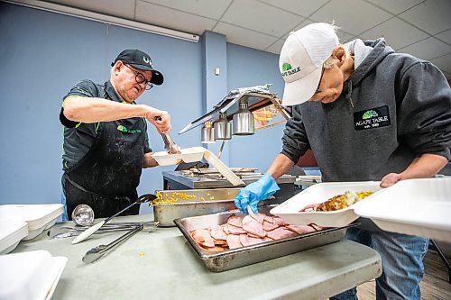 MIKAELA MACKENZIE / FREE PRESS

Robert Lassi (left) and Emily Dederick, who have been volunteering at Agape Table for 12 and 15 years (respectively), put together Good Friday meals on Friday, March 29, 2024.

Standup.