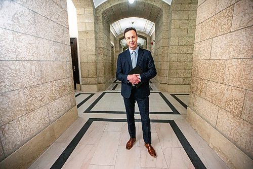 MIKAELA MACKENZIE / FREE PRESS

New Finance minister Adrien Sala in the halls at the Manitoba Legislative Building on Thursday, March 28, 2024. 

For Dan Lett story.