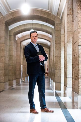 MIKAELA MACKENZIE / FREE PRESS

New Finance minister Adrien Sala in the halls at the Manitoba Legislative Building on Thursday, March 28, 2024. 

For Dan Lett story.