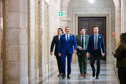 MIKAELA MACKENZIE / FREE PRESS

Premier Wab Kinew and finance minister Adrian Sala walk in to speak to the media on budget day at the Manitoba Legislative Building on Tuesday, April 2, 2024. 

For budget story.