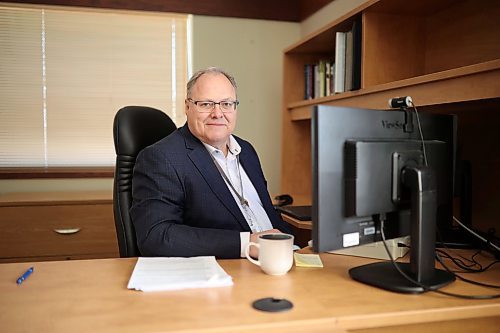 Brian Schoonbaert, CEO for Prairie Mountain Health, in his office Thursday on his last day of work prior to retirement. (Tim Smith/The Brandon Sun)